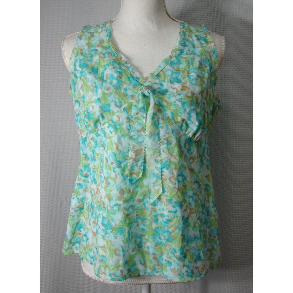 Y2K Babydoll Flowy Pastel Floral Tank Top Chiffon Coquette Fairy Ruffle Size 10